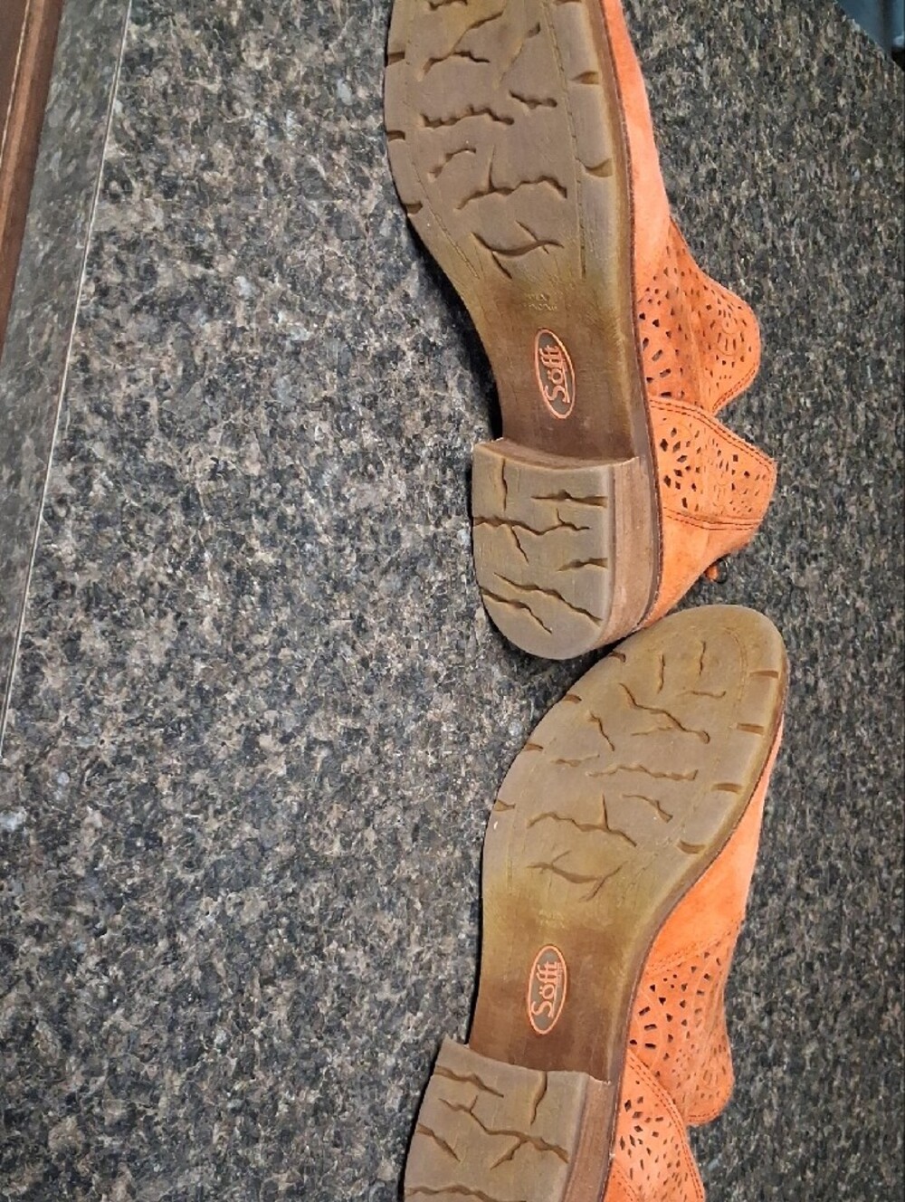 Women’s Sofft Suede Ankle Booties in Orange - Perforated Detail - Picture 5 of 5